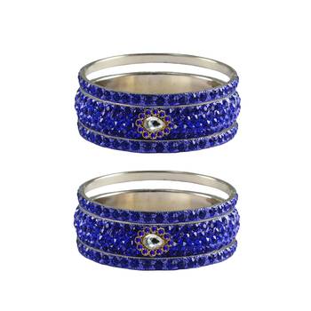 Blue Stone Stud Brass Bangle 1