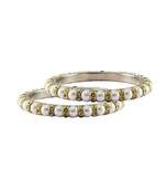 White Moti Stud Brass Bangle