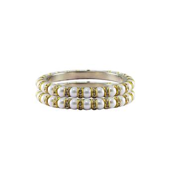 White Moti Stud Brass Bangle 2