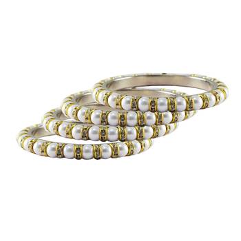 White Moti Stud Brass Bangle 1