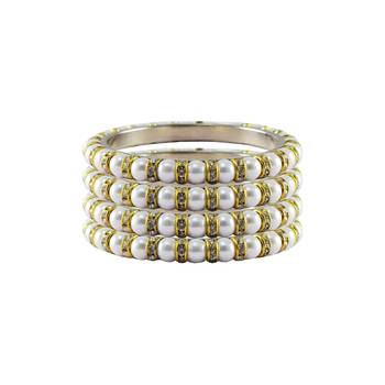 White Moti Stud Brass Bangle 2