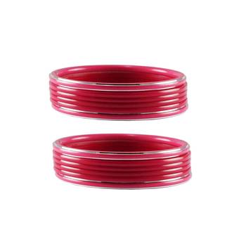 Pink Plain Acrylic-Metal  Bangle 1