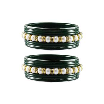 Green Moti Stud Acrylic-Metal  Bangle 1