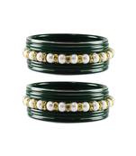 Green Moti Stud Acrylic-Metal  Bangle