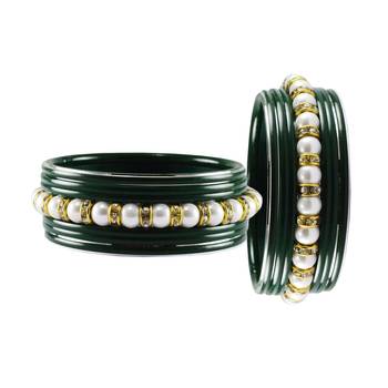 Green Moti Stud Acrylic-Metal  Bangle 2