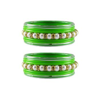 Green Moti Stud Acrylic-Metal  Bangle 1