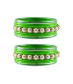 Green Moti Stud Acrylic-Metal  Bangle