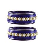 Blue Moti Stud Acrylic-Metal  Bangle
