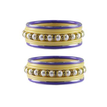 Cream Moti Stud Acrylic-Metal  Bangle 1