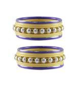 Cream Moti Stud Acrylic-Metal  Bangle