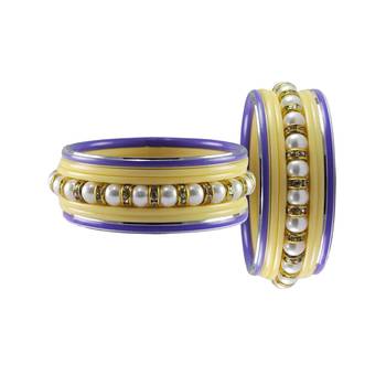 Cream Moti Stud Acrylic-Metal  Bangle 2