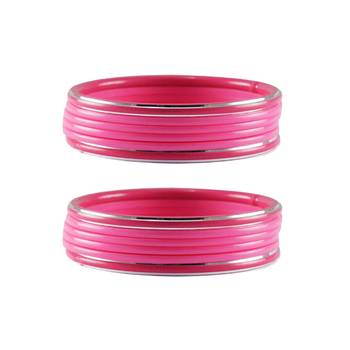 Pink Plain Acrylic-Metal  Bangle 1