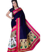 multicolor printed cotton silk saree With Blouse