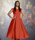 Red satin plain semi stitched party wear gown