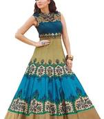 Multicolor bangalore silk printed semi stitched party wear gown