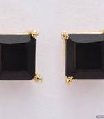Elegant Single Stone Studded Square Tops/Studs/Earrings (Black)   Pce1077