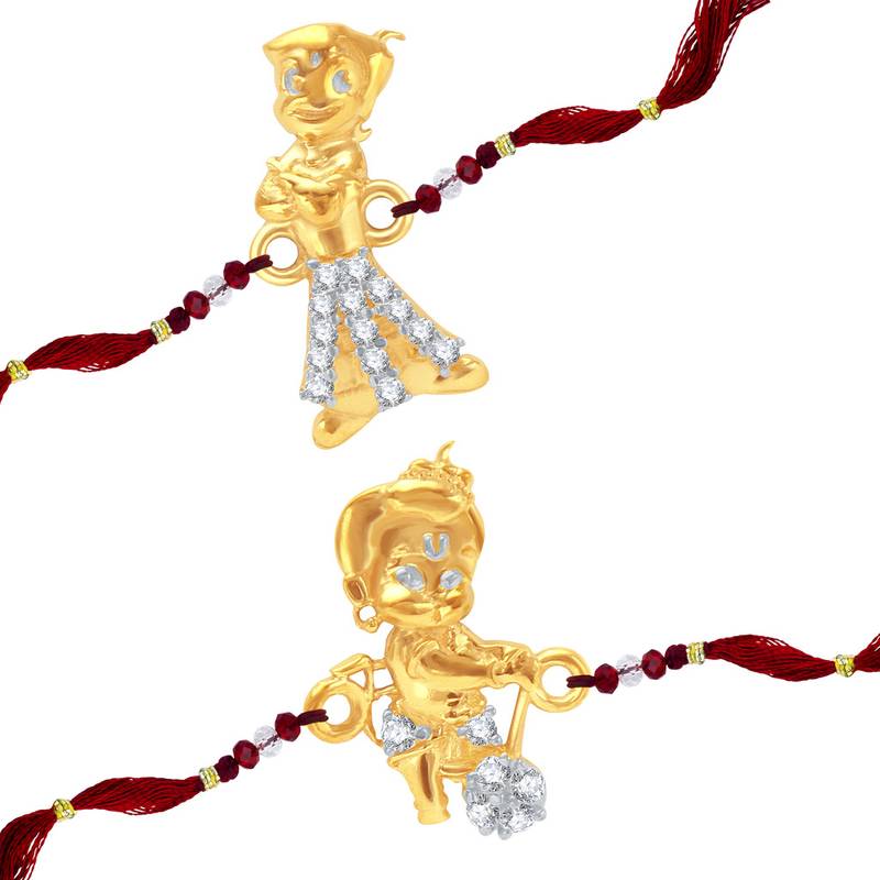 Studded Chhota Bheem and Bal Hanuman Rakhi Combo for Kids