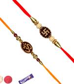 Combination of 02 om and swastik rakhi set