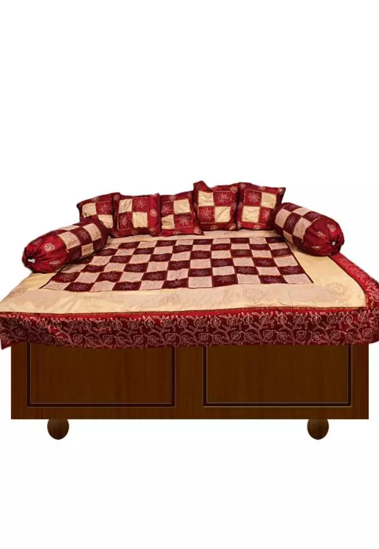 Maroon White Diwan Set