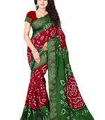 Green Red Printed Georgette Saree With Blouse