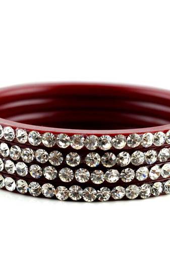 Large Size Stone Bangles Colour Maroon