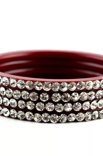 Large Size Stone Bangles Colour Maroon