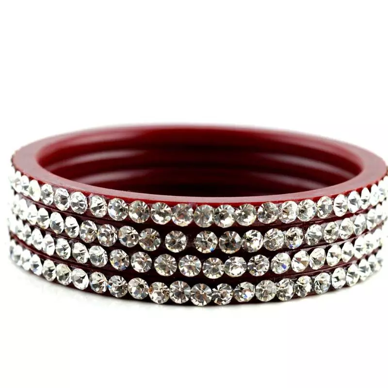 Large Size Stone Bangles Colour Maroon