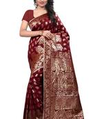Maroon Printed Art Silk Saree With Blouse