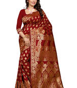 Maroon Printed Art Silk Saree With Blouse