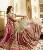 light Pink embroidered georgette saree With Blouse