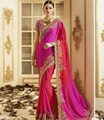 Pink embroidered georgette saree With Blouse