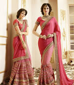 light Pink embroidered georgette saree With Blouse