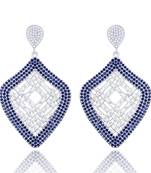 Blue Sterling Silver Cubic Zirconia Dangle Earring for women