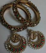 Multi colour Ram Leela Earings with Multi colour Traditional Bangles