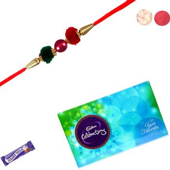 Fancy rakhi with chocolae box 1