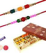 Set of 02 rakhis with dryfruit mix sweets