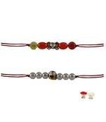 Multicolor Beads Stud Handmade Beads Rakhi