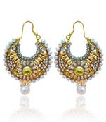White Flower Pearl Bali Polki Earring ha071