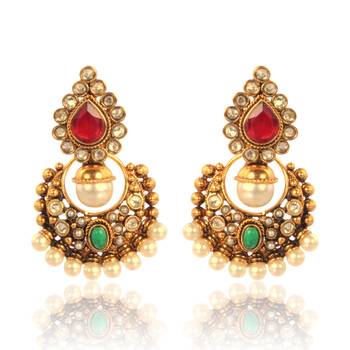 Classic Red Green Polki Earring v2mg 1