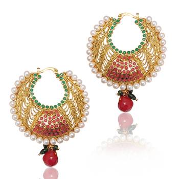 Ethnic Indian Bollywood Traditional Fashion Jewelry Set Chandbali DAngler Earrings 1