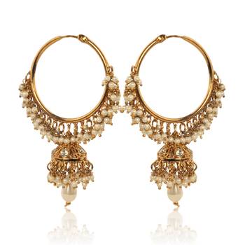 White Hoop Earrings with Pearls by ADIVA ABSWE0BI0028 TDS 6 1