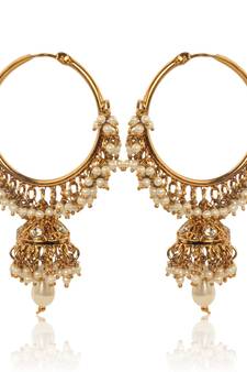 White Hoop Earrings with Pearls by ADIVA ABSWE0BI0028 TDS 6