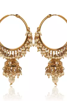 White Hoop Earrings with Pearls by ADIVA ABSWE0BI0028 TDS 6