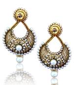 Unique Pearl Polki Earrings with Amazing Design by ADIVA ABCHI0C00020 DDS 23