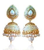 Ethnic Pearl Jhumka Earrings with White Stones by ADIVA ABSAT0CB0102 TDS 12