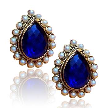 Bold Ocean Blue stone with a pearl border ha82 DDS 2 1
