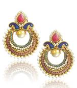 Classic Peacock Meenakari Earrings with Rich Stone and Pearl Work by ADIVA c2mg