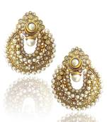 Beautiful White Pearl Polki Earrings by ADIVA PCEAZ001WH