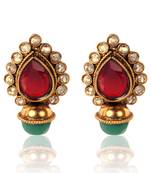 Elegant Maroon with Green Earring v33m By Adiva