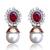 Elegant Red stone with Pearl Earring By Adiva V74M DDS 13